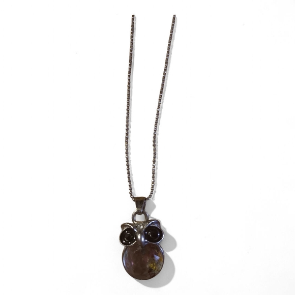 other Jewelry - Elegant Vintage Black Owl Pendant‎ Necklace